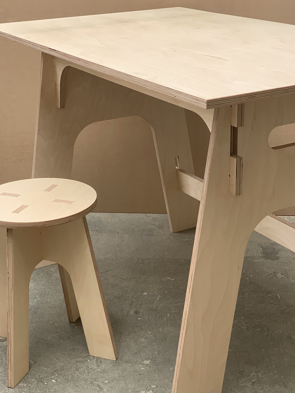 Birch Plywood Slot Together Desk